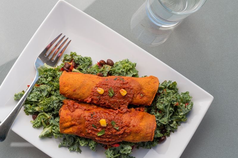 GYG Enchiladas with red sauce and melted cheese
